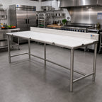 Thumbnail image #2 for Eagle Group BT24108S 108-Inch x 24-Inch Boning Table with 1/2-Inch Polymer Boards, 4-Inch Removable Backsplash, Stainless Steel Base