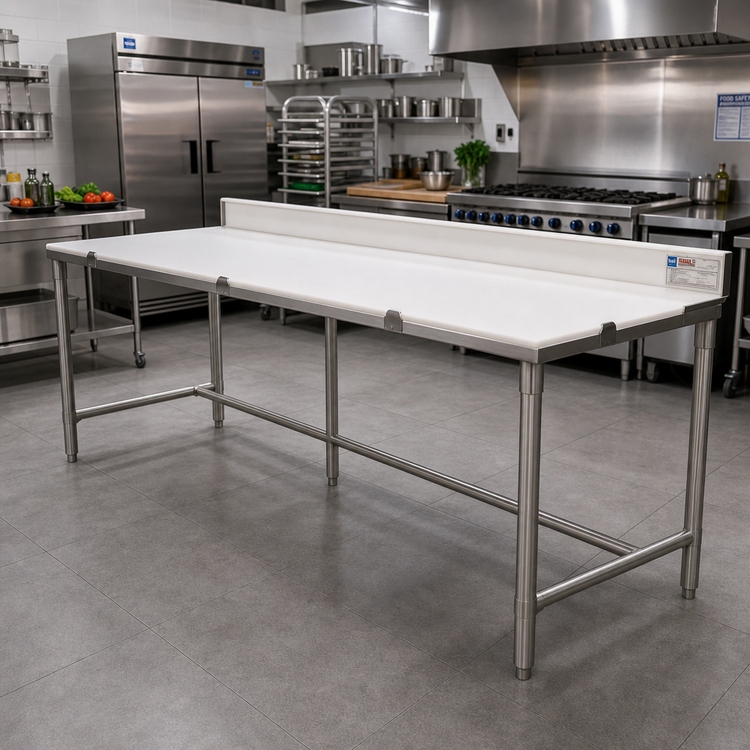 Product image #2 for Eagle Group 108-Inch x 24-Inch Boning Table with 1/2-Inch Polymer Boards and Stainless Steel Tubular Base