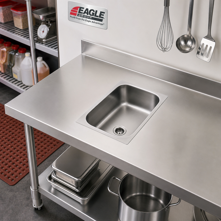 Product image #2 for Eagle Group Seamless Welded-In One-Compartment Sink, 12 x 14 x 9-1/2 Inch Bowl