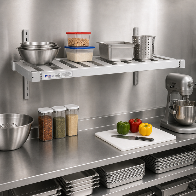 Product image #3 for New Age Adjust-A-Shelf T-Bar Series 72 Inch x 20 Inch Wall-Mounted Aluminum Shelf