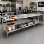 Thumbnail image #2 for Eagle Group Spec-Master UT30120E 120-Inch x 30-Inch Stainless Steel Work Table with 1-1/2-Inch Rear Up-Turn and Adjustable Undershelf