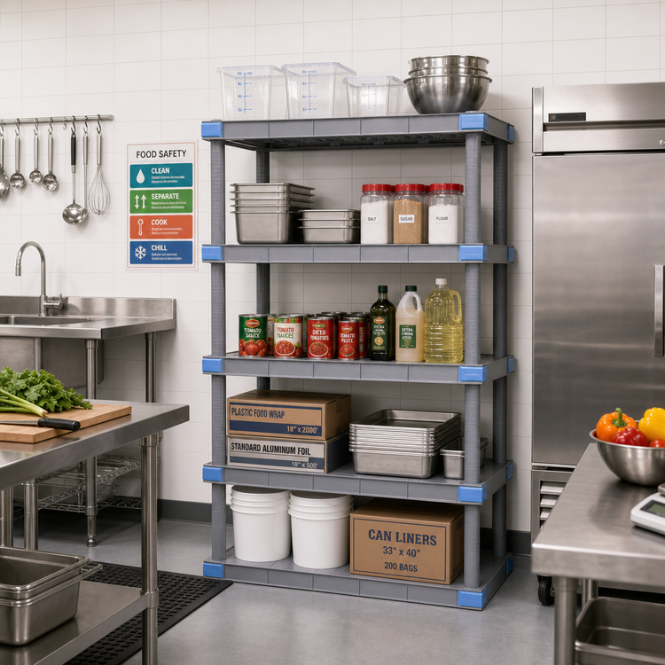 Product image #2 for Millenia 60"W x 24"D x 86"H Polymer Stationary Starter Shelving Unit with 5 Solid Shelves