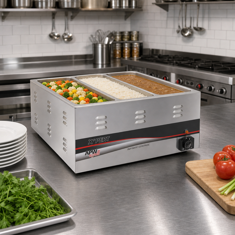 Product image #2 for APW Wyott X*PERT 22 Quart 3-Compartment Countertop Electric Food Pan Warmer/Rethermalizer