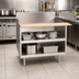 Thumbnail image #2 for La Rosa 42-Inch W x 30-Inch D Stainless Steel Equipment Stand with Open Cabinet Base and Richlite Cutting Board