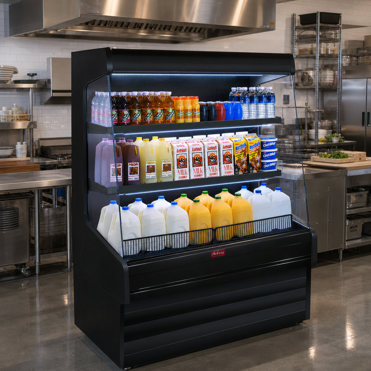 Product image #2 for Howard-McCray Ovation Series 75-Inch Dairy Open Merchandiser with LED Shelves, Remote Refrigeration, Black