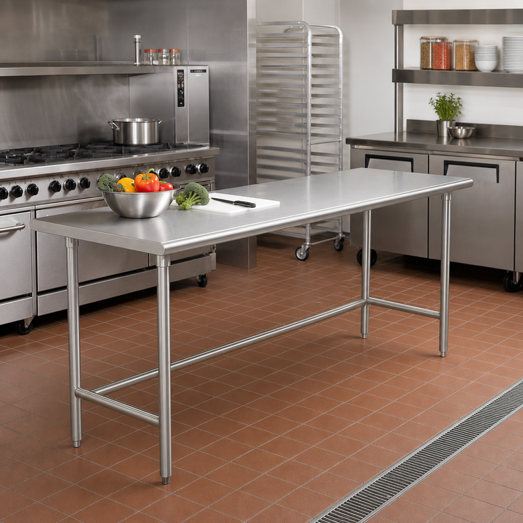 Product image #2 for Advance Tabco Special Value 84" x 24" 16 Gauge 304 Stainless Steel Work Table with Open Base