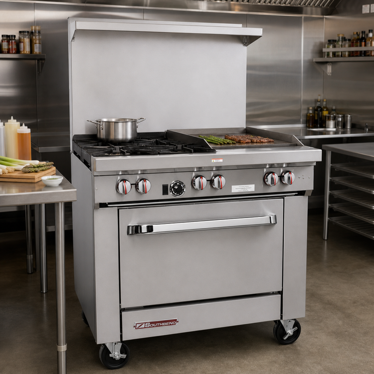 Product image #2 for Southbend S-Series 36-Inch Gas Restaurant Range with 2 Open Burners, 24-Inch Griddle, and Convection Oven