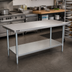 Thumbnail image #2 for John Boos Stallion 72-Inch x 18-Inch Economy Stainless Steel Flat Top Work Table with Galvanized Base and Undershelf