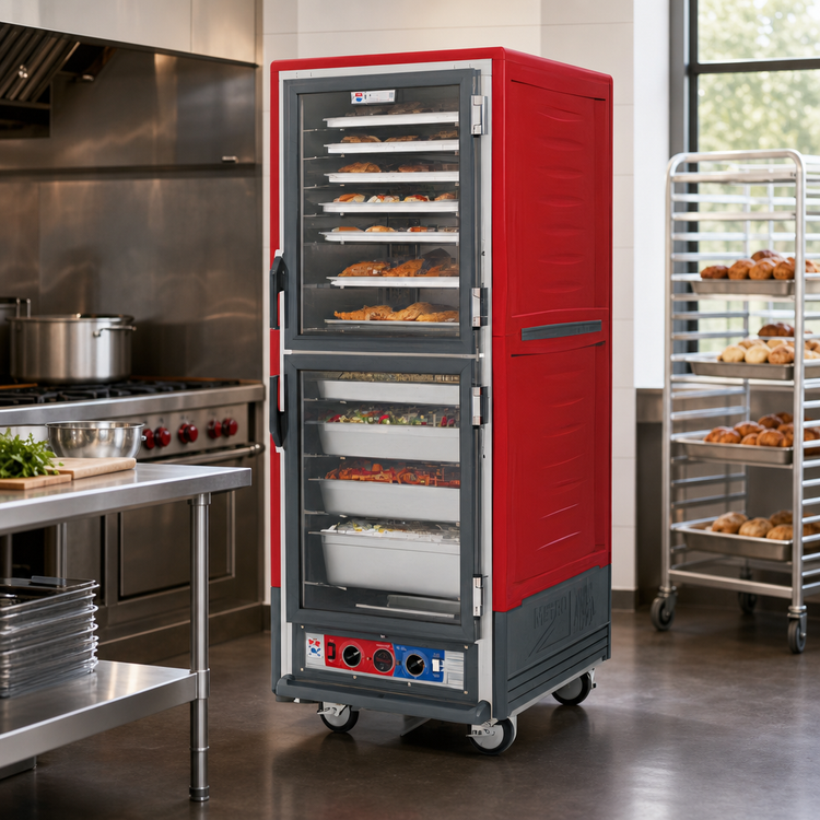 Product image #2 for Metro C5 3 Series Full-Height Combination Heated Holding and Proofing Cabinet with Dutch Solid Aluminum Doors and Fixed Wire Slides