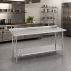 Thumbnail image #2 for Duke Manufacturing 316S-30144-2R Stainless Steel Work Table, 16-Gauge 300 Series Top, 1-1/8" Straight Riser, Undershelf, 30" x 144"