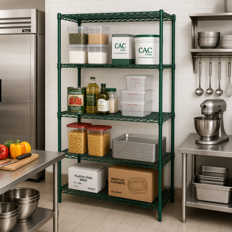 Product image #2 for CAC China Heavy-Duty Epoxy Coated Green Wire Shelving Set, 48 x 24 x 72 Inches