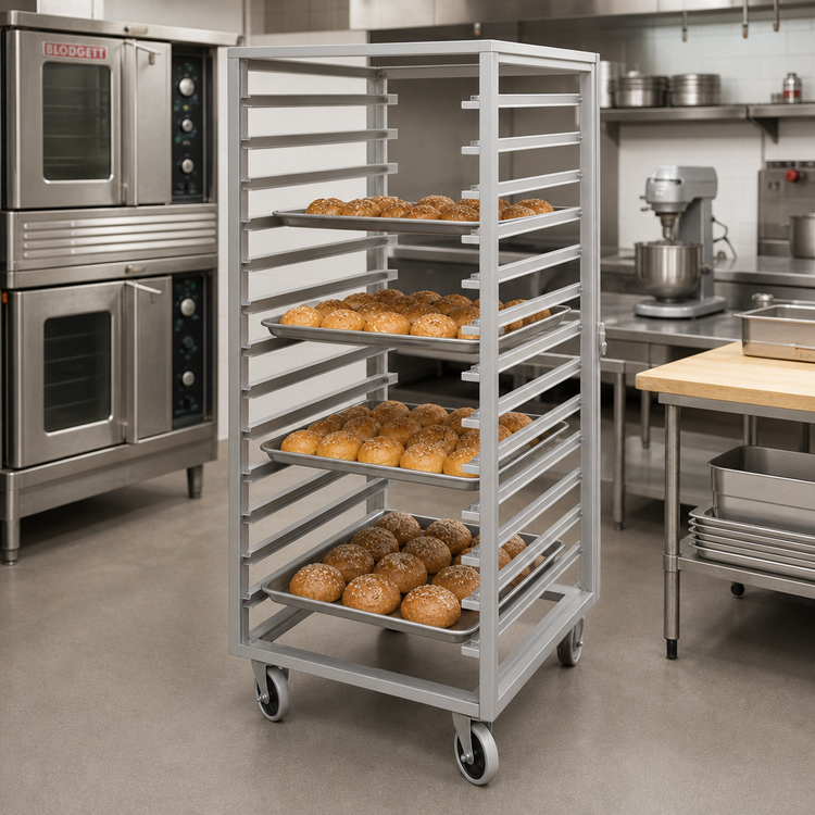 Product image #2 for Channel Manufacturing Stainless Steel Double-Section Side-Loading Bun Pan Rack, No-Lift, 40-Pan Capacity