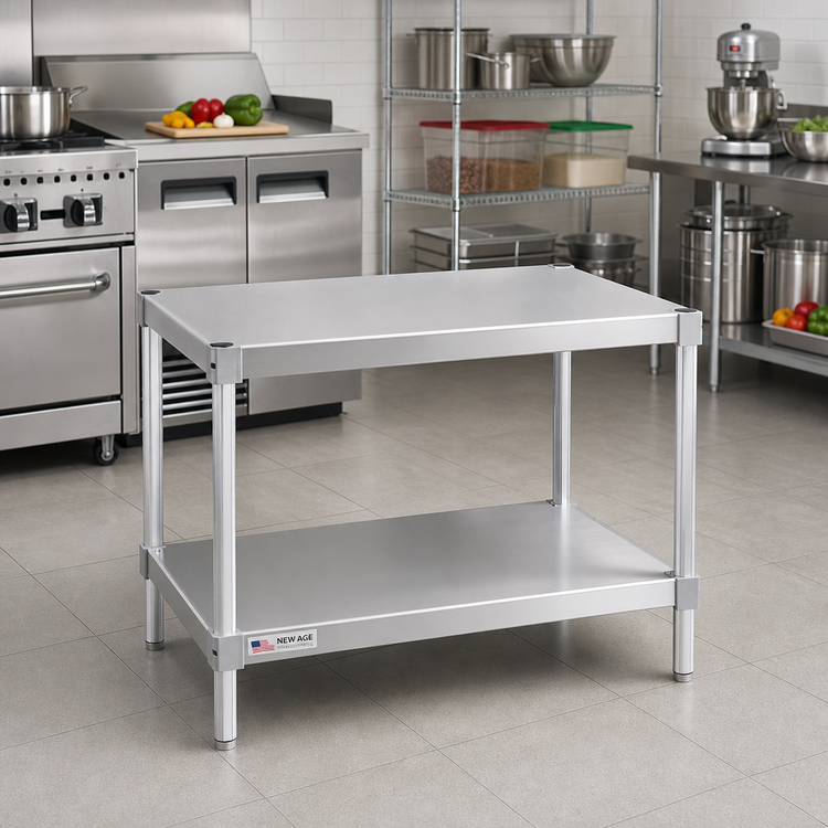 Product image #2 for New Age 42-Inch Stationary Modular Aluminum Equipment Stand with 2 Adjustable Solid Shelves