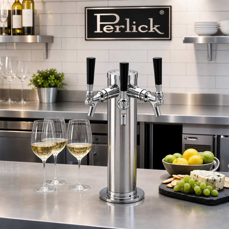 Product image #2 for Perlick Draft Arm Style Countertop Wine Dispensing Kit with 3 Faucets, Chrome