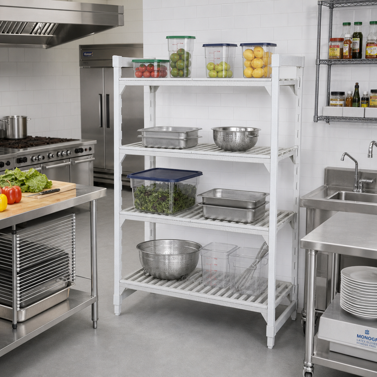Product image #3 for Cambro Camshelving Premium 4-Tier Vented Stationary Starter Shelving Unit, 21" x 72" x 64"