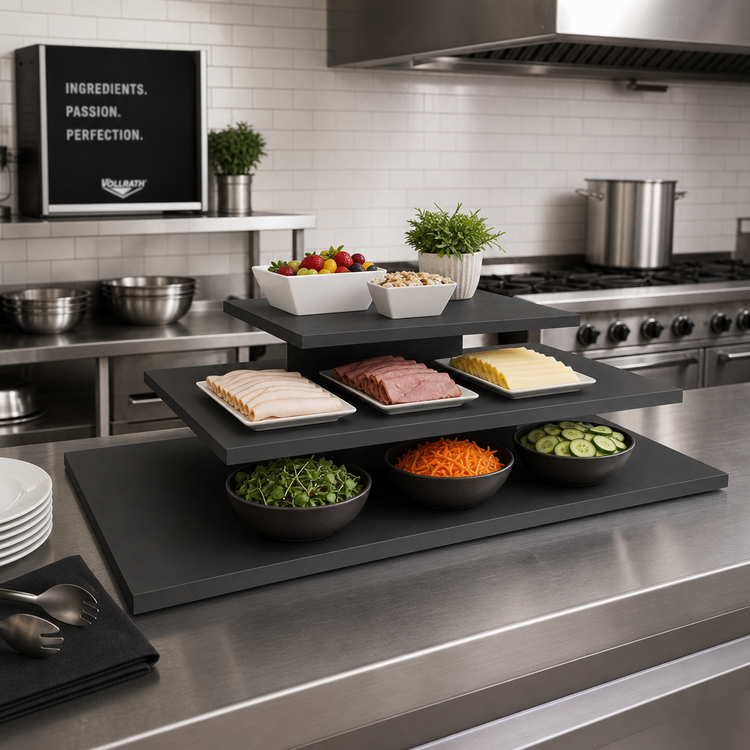 Product image #2 for Vollrath Cubic Wide Medium Black Wood Buffet Shelf
