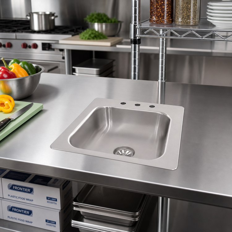 Product image #2 for Advance Tabco Smart Series Single Bowl Drop-In Sink, 13 x 19 Inch Overall, 10 x 14 x 10 Inch Bowl