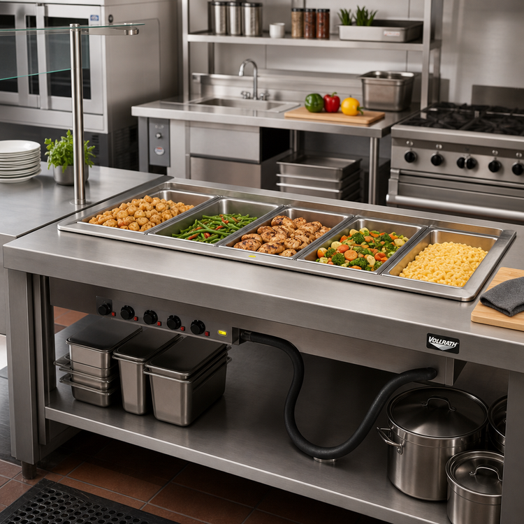 Product image #2 for Vollrath 5-Well Drop-In Electric Hot Food Well with Auto-Fill and Manifold Drain, 208V