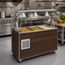 Thumbnail image #2 for 2-Series Affordable Portable Mobile Refrigerated 3-Pan Cold Food Buffet Station with Walnut Woodgrain Wrapper, Lights, Breath Guard, and Storage Base