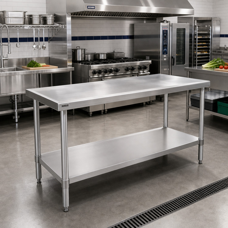 Product image #2 for Eagle Spec-Master Marine Series Stainless Steel Work Table with Adjustable Undershelf, 60 x 48 Inches