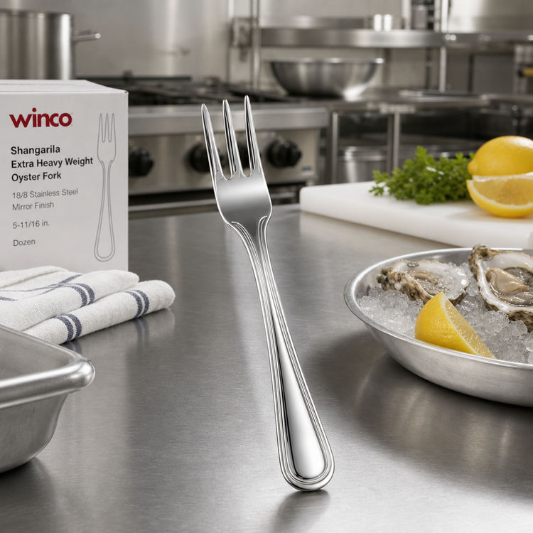 Product image #3 for Winco Shangarila Extra Heavy Weight Oyster Fork, 5-11/16 in., 18/8 Stainless Steel, Mirror Finish