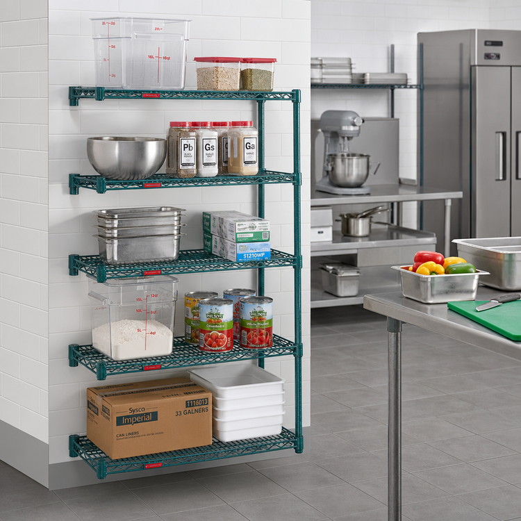 Product image #2 for Eagle Group Valu-Gard 5-Tier Add-On Wire Shelving Unit, 30 x 18 x 74 Inches, Green Epoxy