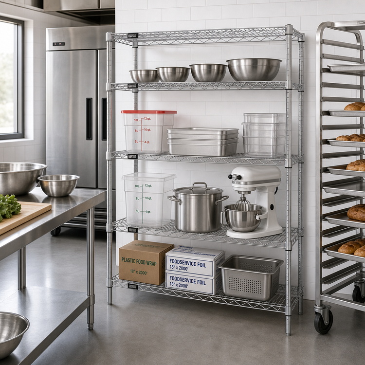 Product image #2 for 42-Inch Wide x 18-Inch Deep x 86-Inch High 4-Shelf Wire Shelving Starter Kit, 304 Stainless Steel