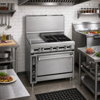 Thumbnail image #2 for Jade Range (Middleby) Titan JTRH-24IP-1HT-36C 36" Natural Gas Range with 24" Plancha, 12" Hot Top & Convection Oven