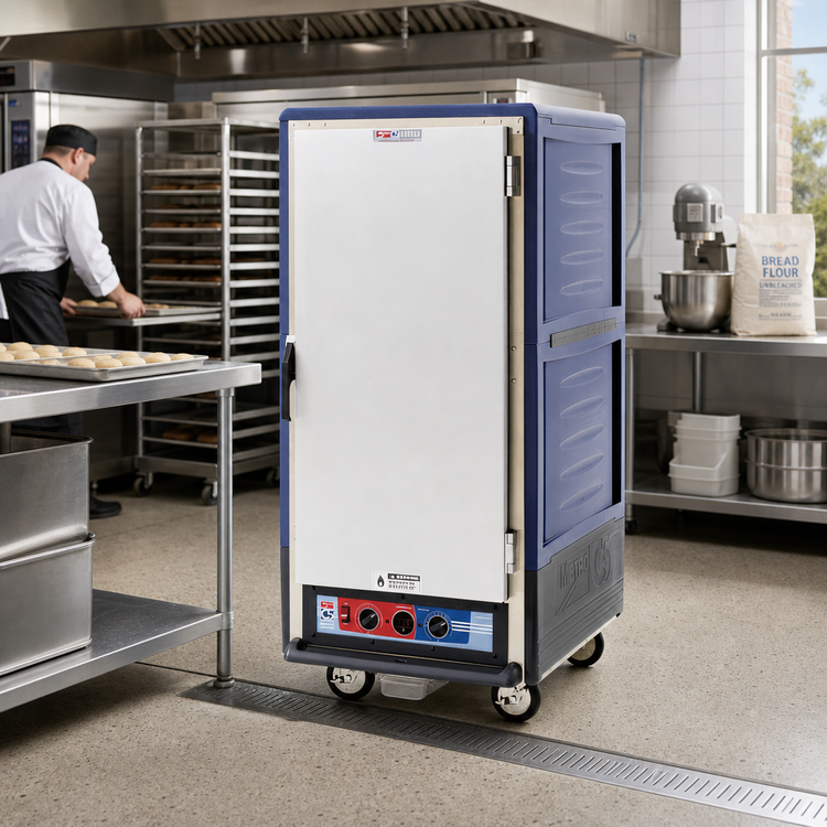 Product image #2 for Metro C5 3 Series Moisture Heated Holding & Proofing Cabinet, 3/4 Height, Blue Insulation Armour, Mobile, 27 Pan Capacity