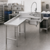 Thumbnail image #2 for Advance Tabco Island Soil L-Shaped Dishtable with Pre-Rinse Sink, Left-Hand, 59-Inch, 16-Gauge 304 Stainless Steel