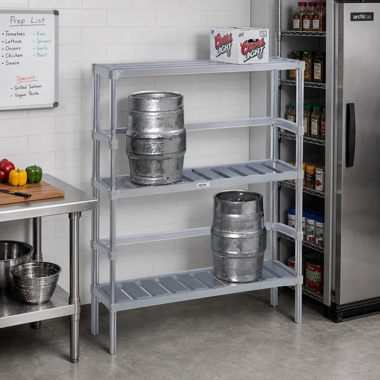 Product image #2 for Channel Manufacturing Adjustable Aluminum Keg Storage Rack, 42 x 17 x 68 Inches