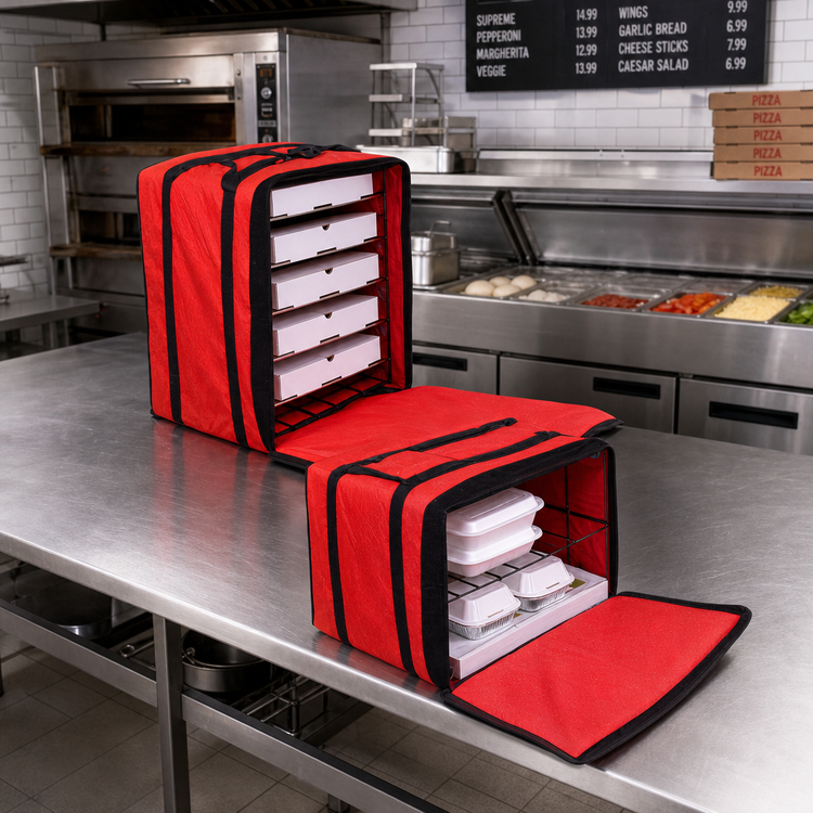 Product image #2 for Deluxe Insulated Pizza Delivery Bag with Rack, 19 x 19 x 14 Inches, Red