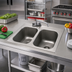 Thumbnail image #2 for Eagle Group Self-Rimming Drop-In Two-Compartment Sink with 18 x 24 x 13.5 Inch Bowls, 304 Stainless Steel