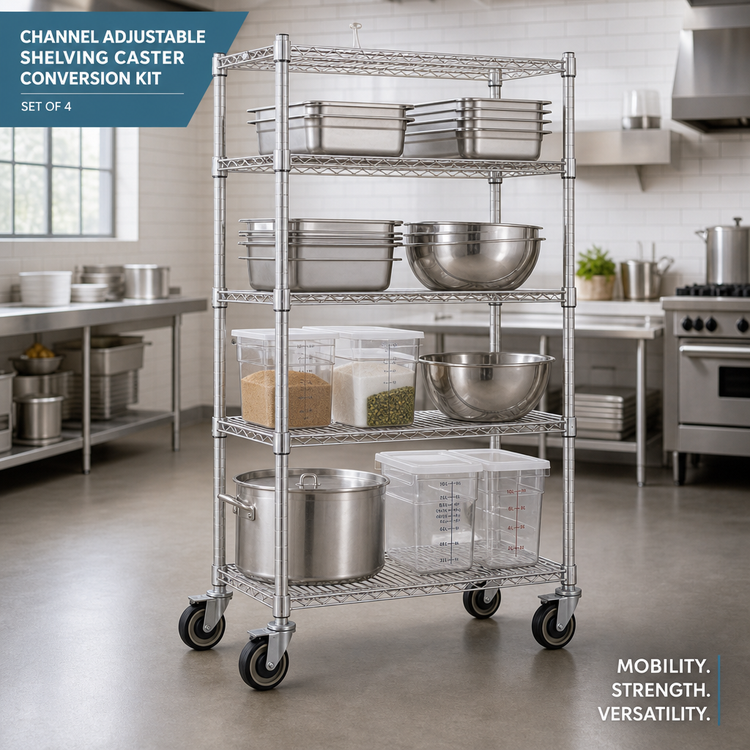 Product image #2 for Channel Adjustable Shelving Caster Conversion Kit, Set of 4, Factory Installed
