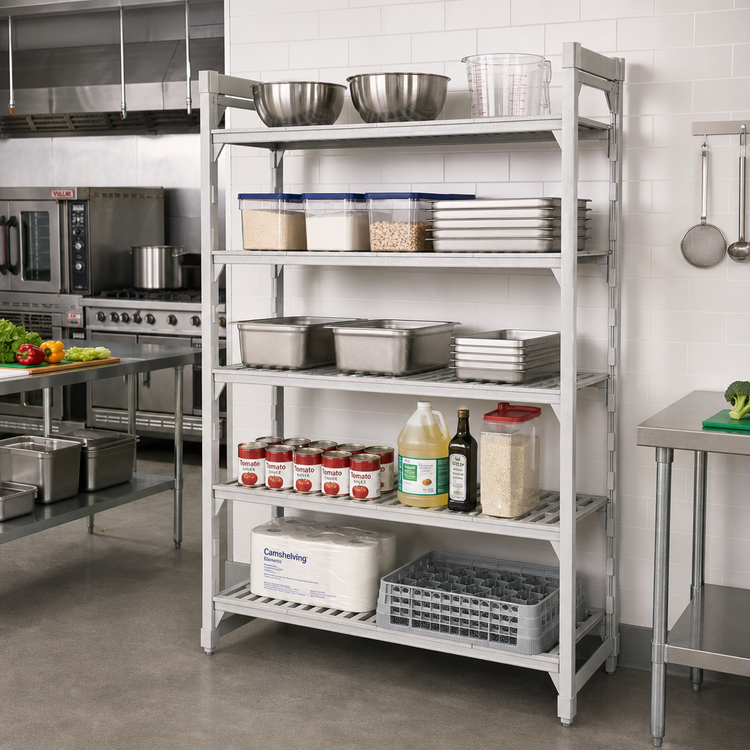 Product image #3 for Camshelving Premium 5-Tier Vented Stationary Polymer Shelving Starter Unit, 21 x 72 x 84 Inches, Speckled Gray