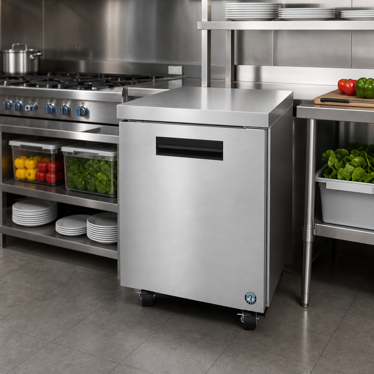 Product image #2 for Hoshizaki Steelheart 27-Inch One-Section Undercounter Reach-In Refrigerator, 7.21 Cu. Ft., Solid Door, Rear-Mounted Self-Contained