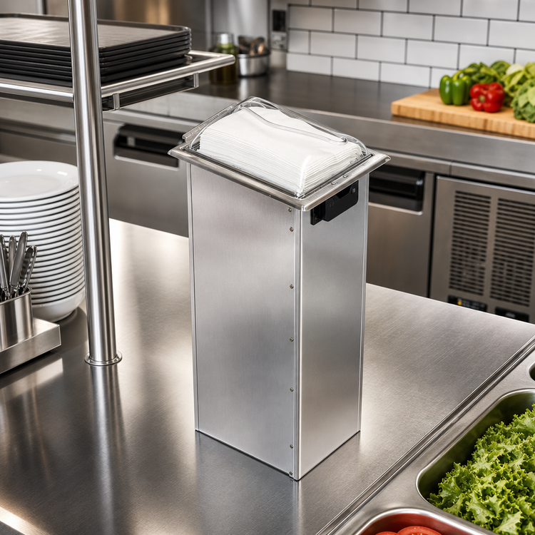 Product image #2 for Classic In-Counter Fullfold Napkin Dispenser with Clear Face and Stainless Steel Frame, 750+ Capacity