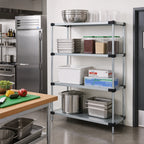 Thumbnail image #2 for Quantum WR86-1460SG Commercial Solid Shelving Starter Unit, 60"W x 12"D x 86"H, 4 Shelves, Stationary