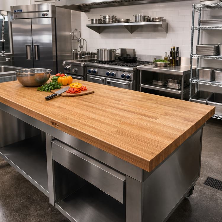 Product image #2 for John Boos Appalachian Red Oak Blended Rail Edge Grain Kitchen Countertop, 60 x 25 x 1-1/2 Inch, Varnique Finish