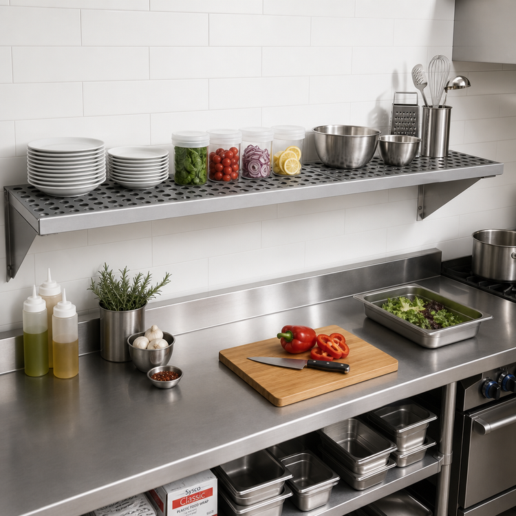 Product image #2 for Fermostock 59-Inch x 14-Inch Horizontal Vented Aluminum Shelf with Polymer Inserts