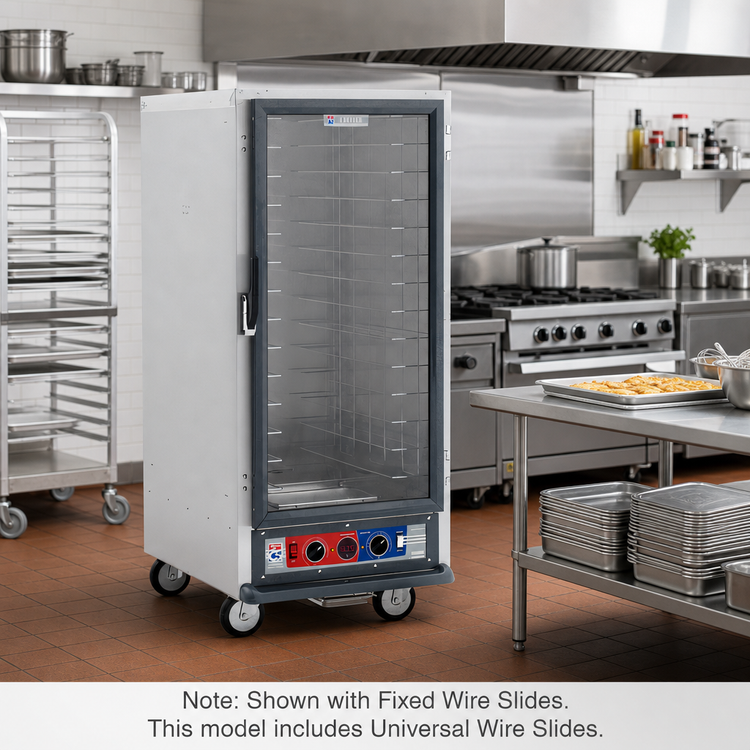 Product image #2 for Metro C5 1 Series 3/4 Height Mobile Non-Insulated Heated Holding and Proofing Cabinet with Clear Polycarbonate Door and Universal Wire Slides