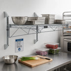 Thumbnail image #2 for Quantum WC14-CB2154GY Wall-Mount Cantilever Wire Shelf Kit, Single Shelf, 54 x 21 Inch, Gray Epoxy Finish