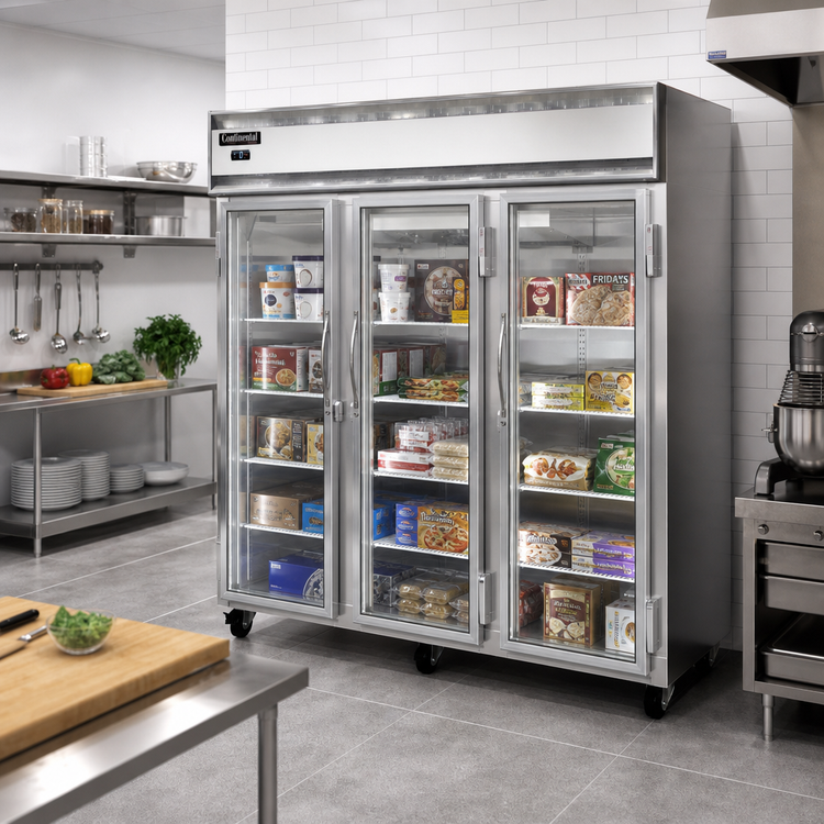 Product image #2 for Continental Refrigerator 3FNSAGD Three-Section Narrow Hinged Glass Door Display Freezer