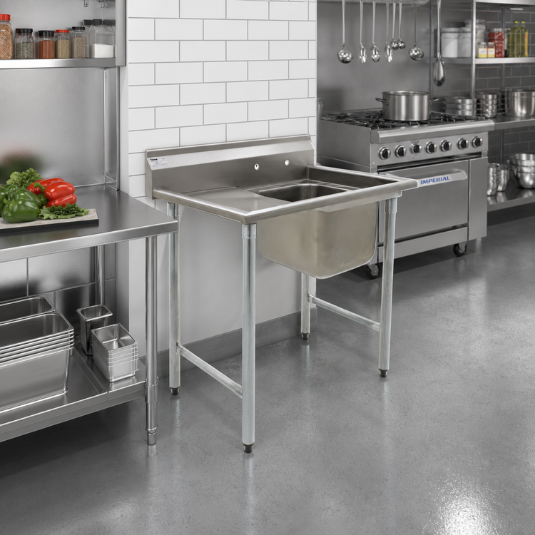 Product image #2 for Eagle Group 414 Series 1-Compartment Sink with Left Drainboard, 24 x 24 x 13-1/2 Bowl