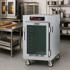 Thumbnail image #2 for Metro C5 C585-SFC-U Heated Holding Cabinet, Half-Height Mobile, Clear Glass Doors, Touchscreen Controls, 8 Sheet Pan/16 Hotel Pan Capacity