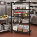 Thumbnail image #2 for Quantum WR86-1242BK Stationary 4-Shelf Wire Shelving Starter Unit, 42"W x 12"D x 86"H, Black Epoxy