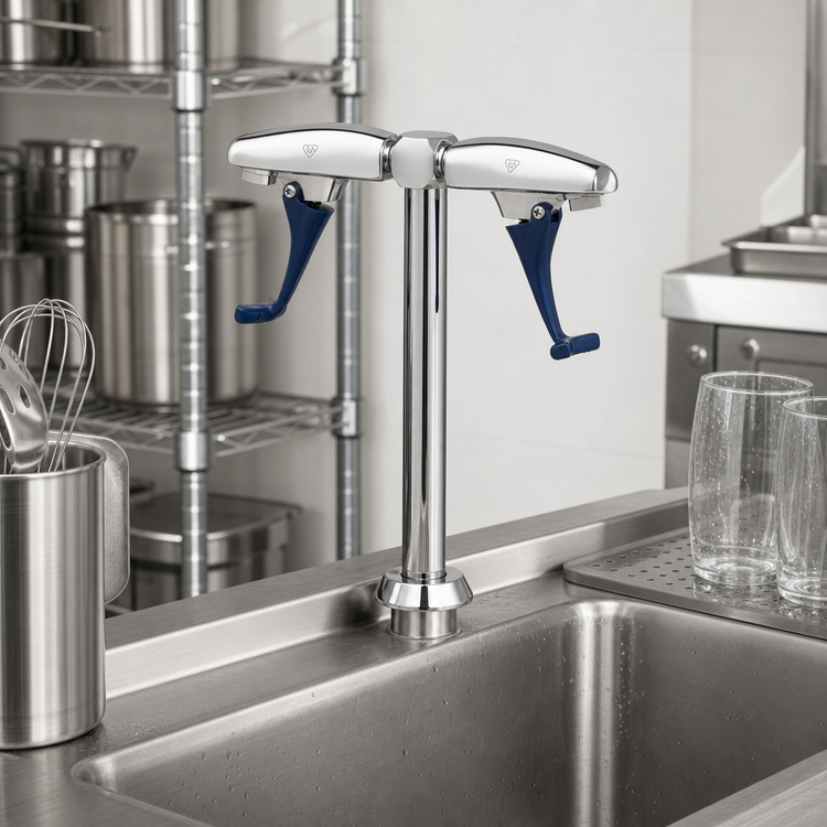 Product image #2 for T&S Brass 12-Inch Deck Mount Double Pedestal Glass Filler Faucet with 1/2-Inch NPT Male Shank