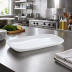 Thumbnail image #2 for American Metalcraft Crave Collection CPL14CL 14-Inch Rectangular White Melamine Serving Platter Case of 8