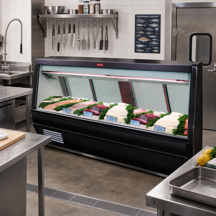 Product image #2 for Howard-McCray 40E Series 52-1/2-Inch Self-Contained Fish and Poultry Service Case, Straight Glass, Black Exterior