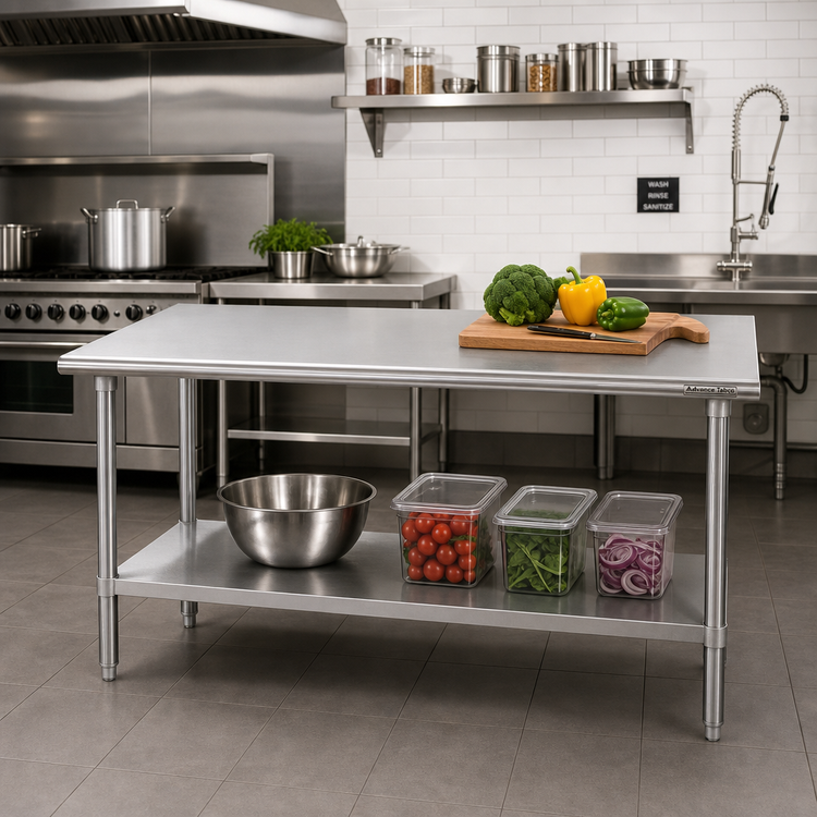 Product image #2 for Advance Tabco 72 x 36-Inch Flat Top Stainless Steel Work Table with Adjustable Undershelf